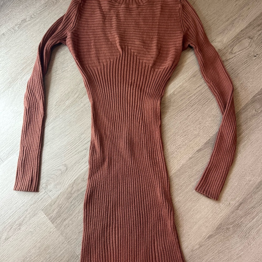 Moda International Rust Ribbed Dress